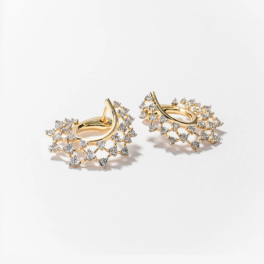 Diamond Hoop Earrings in 10K Yellow Gold (0.50 ct tw)