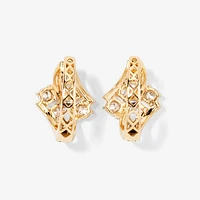 Diamond Cluster Hoop Earrings in 10K Yellow and White Gold (0.50 ct tw