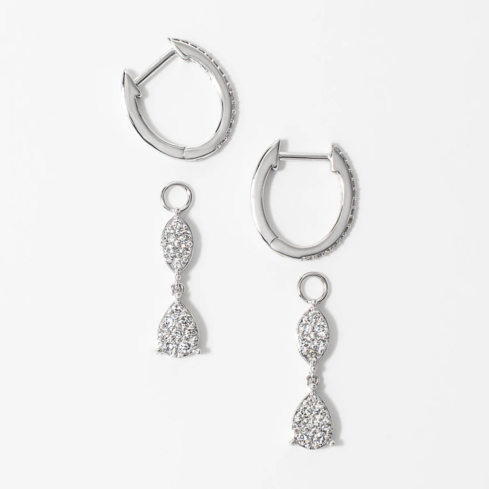 Multi-Look Diamond Dangle Earrings in 10K White Gold (0.50 ct tw)