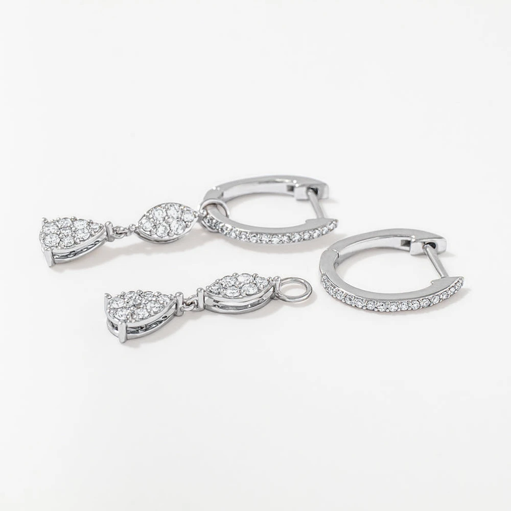 Multi-Look Diamond Dangle Earrings in 10K White Gold (0.50 ct tw)