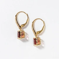 Garnet Earrings with Diamond Accents in 10K Yellow Gold