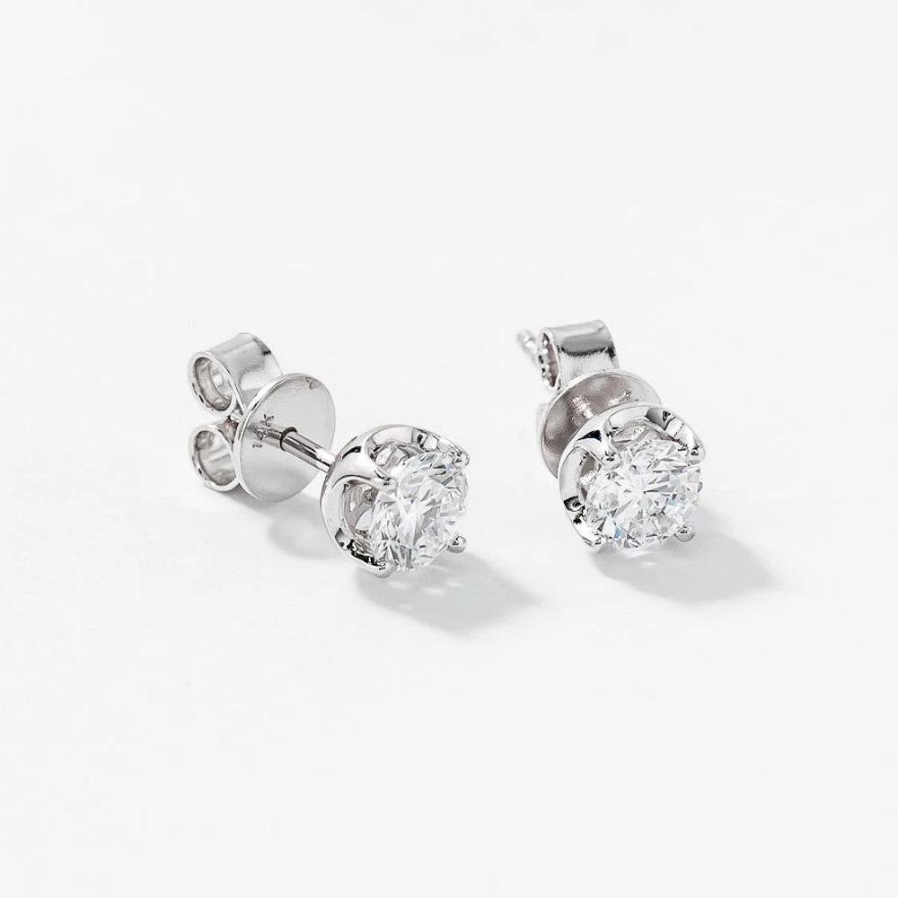 Lab Grown Diamond Stud Earrings in 14K White Gold (1.00 ct tw)
