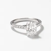 Lab Grown Oval Cut Diamond Engagement Ring 14K White Gold (1.75 ct