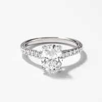 Lab Grown Oval Cut Diamond Engagement Ring 14K White Gold (1.75 ct