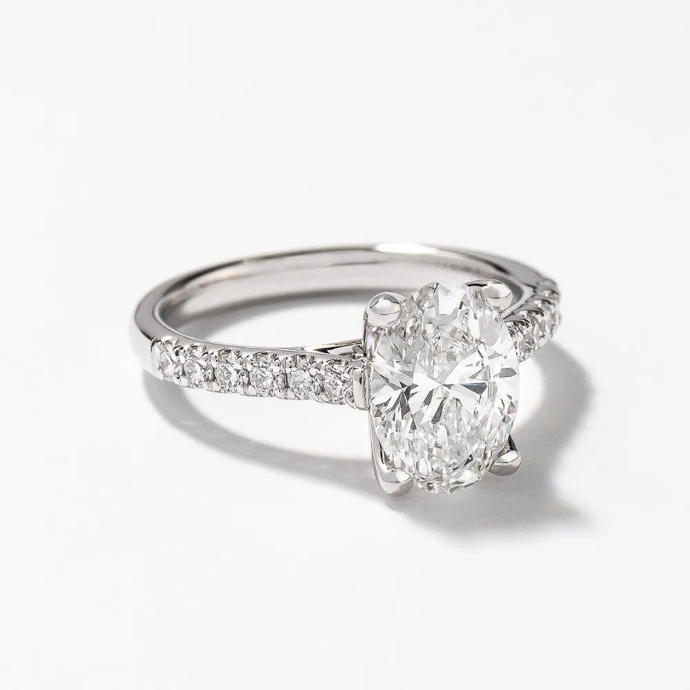 Lab Grown Oval Cut Diamond Engagement Ring 14K White Gold (2.33 ct
