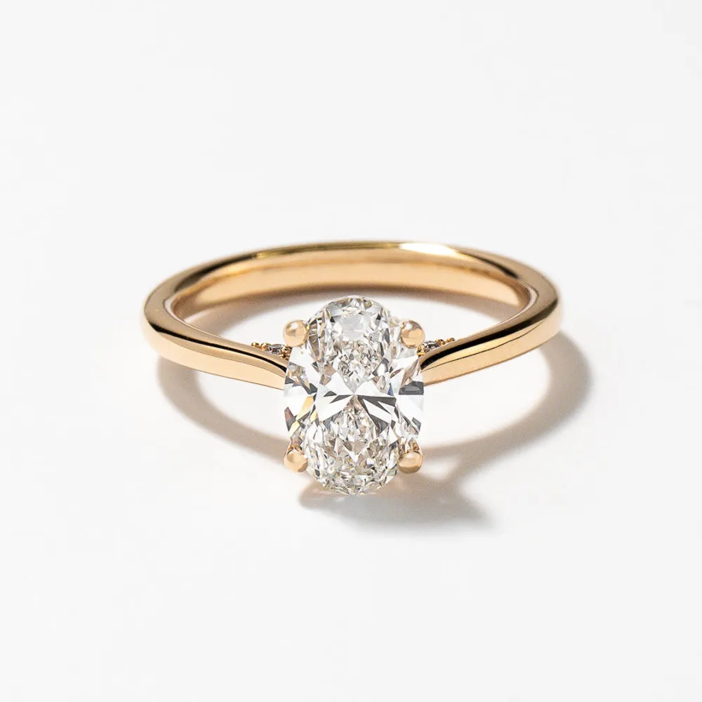 Lab Grown Oval Cut Diamond Engagement Ring 14K Yellow Gold (1.57 ct