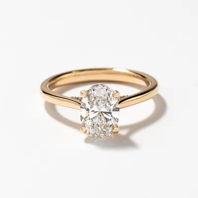 Lab Grown Oval Cut Diamond Engagement Ring 14K Yellow Gold (1.57 ct
