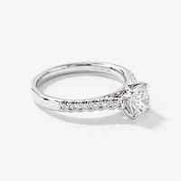 Lab Grown Round Cut Diamond Engagement Ring 14K White Gold (1.00ct