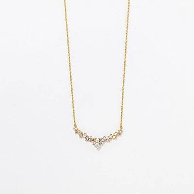 Diamond Cluster Necklace in 10K Yellow and White Gold (0.20 ct tw)