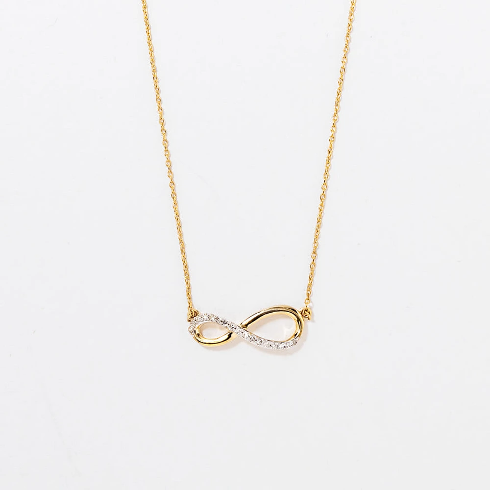 Diamond Infinity Necklace in 10K Yellow Gold (0.08 ct tw)