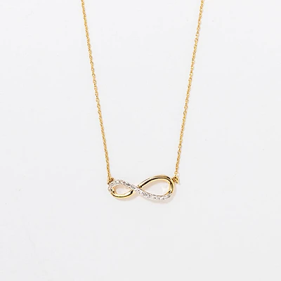 Diamond Infinity Necklace in 10K Yellow Gold (0.08 ct tw)