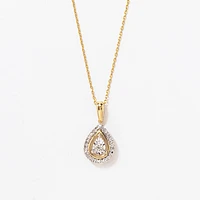 Miracle Mark Pear Shape Diamond Pendant Necklace in 10K Gold