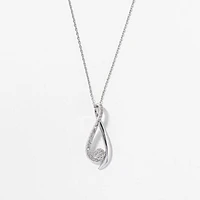 Ribbon Pendant Necklace with Diamonds in 10K White Gold (0.15ct tw)