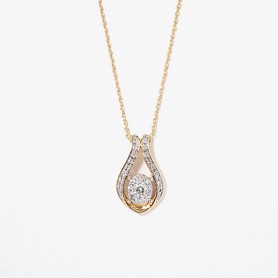 Diamond Cluster Necklace in 10K Yellow Gold (0.33 ct tw)