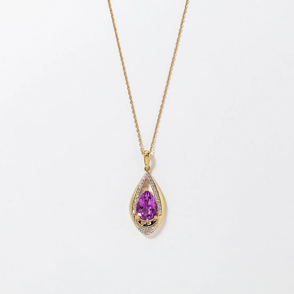 10K Amethyst Pendant in 10K Yellow Gold