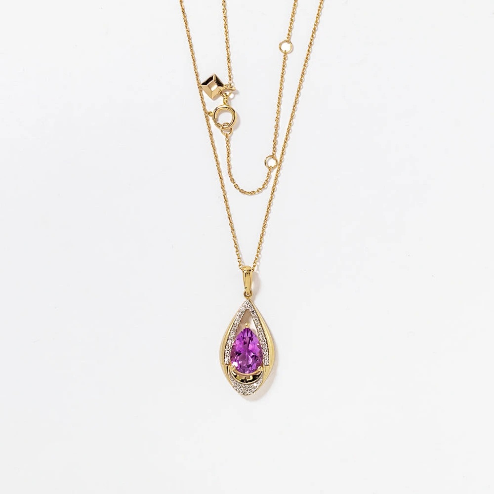 10K Amethyst Pendant in 10K Yellow Gold