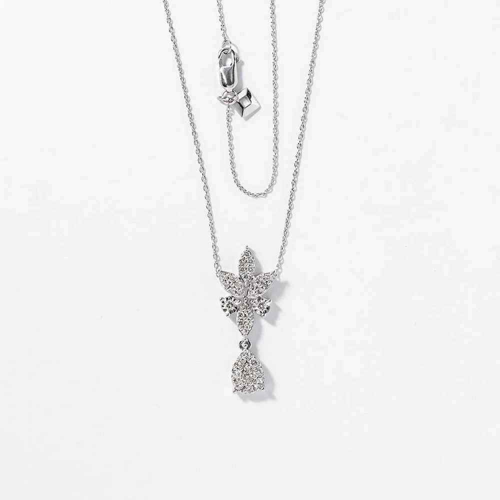 Diamond Cluster Necklace in 10K White Gold (0.50 ct tw)