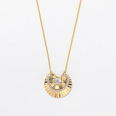 Diamond Sunray Necklace in 10K Yellow and White Gold (0.25 ct tw)