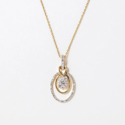 Diamond Cluster Necklace in 10K Yellow Gold (0.33 ct tw)