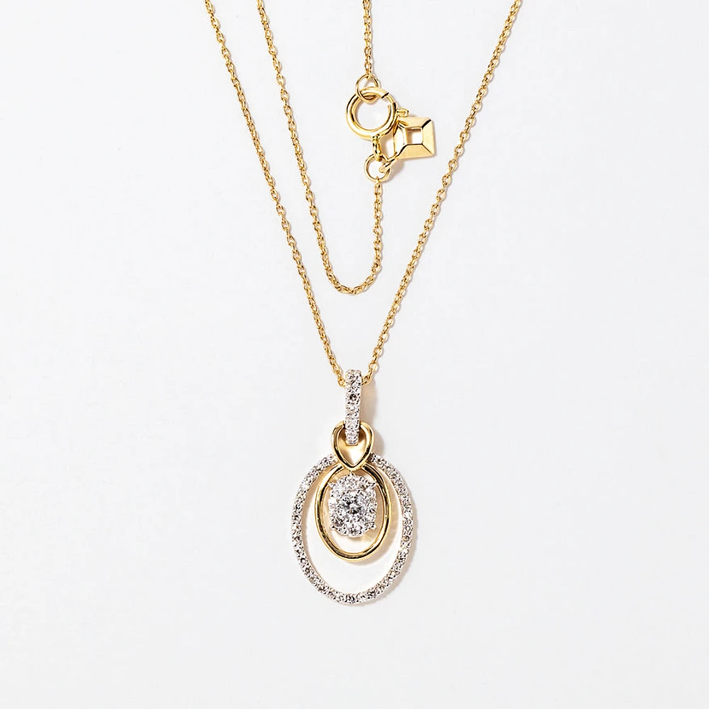 Diamond Cluster Necklace in 10K Yellow Gold (0.33 ct tw)