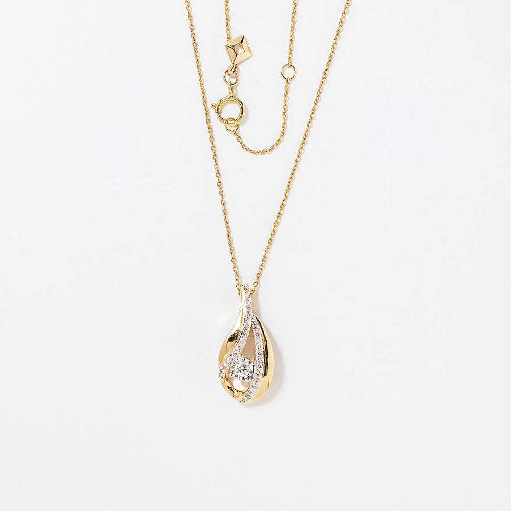 Diamond Cluster Necklace in 10K Yellow Gold (0.23 ct tw)