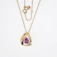 Amethyst Pendant with Diamond Accents in 10K Yellow Gold