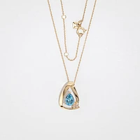 Pear Shape Blue Topaz Necklace in 10K Yellow Gold