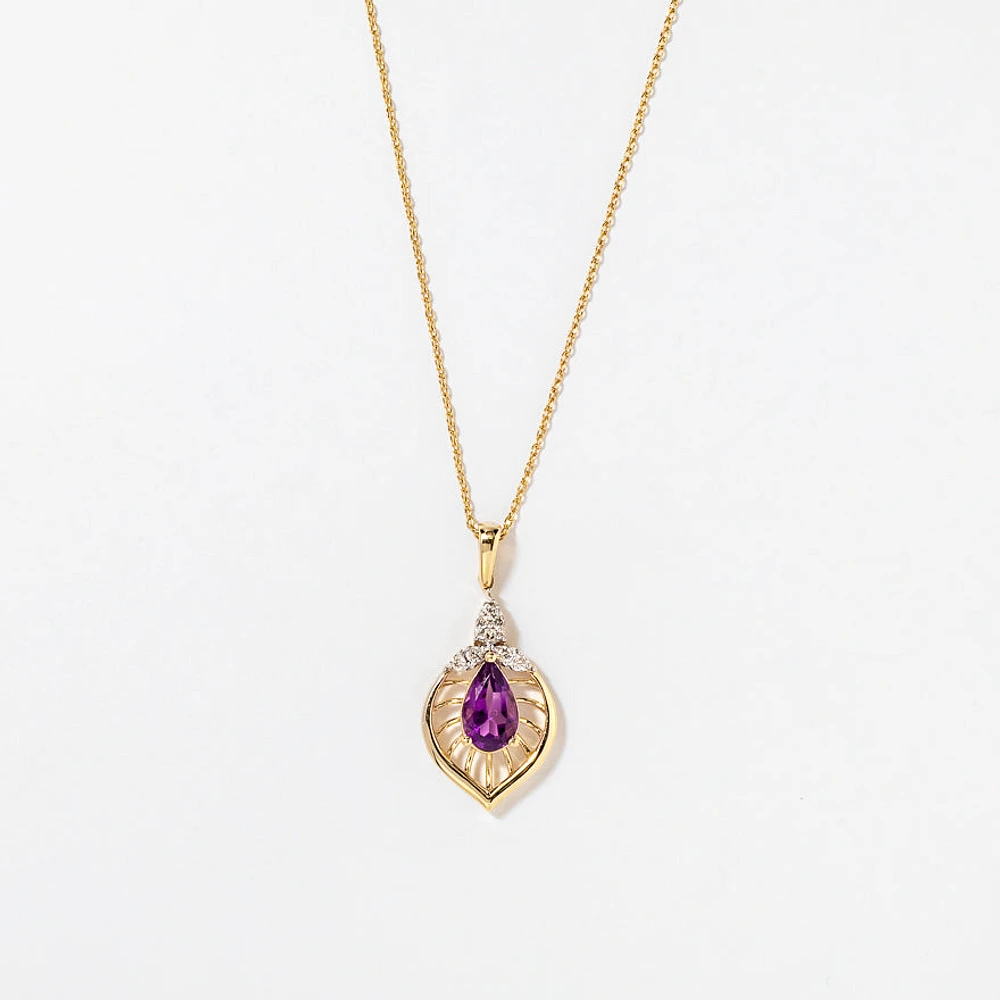 Amethyst Pendant in 10K Yellow Gold