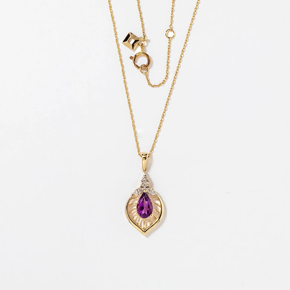 Amethyst Pendant in 10K Yellow Gold