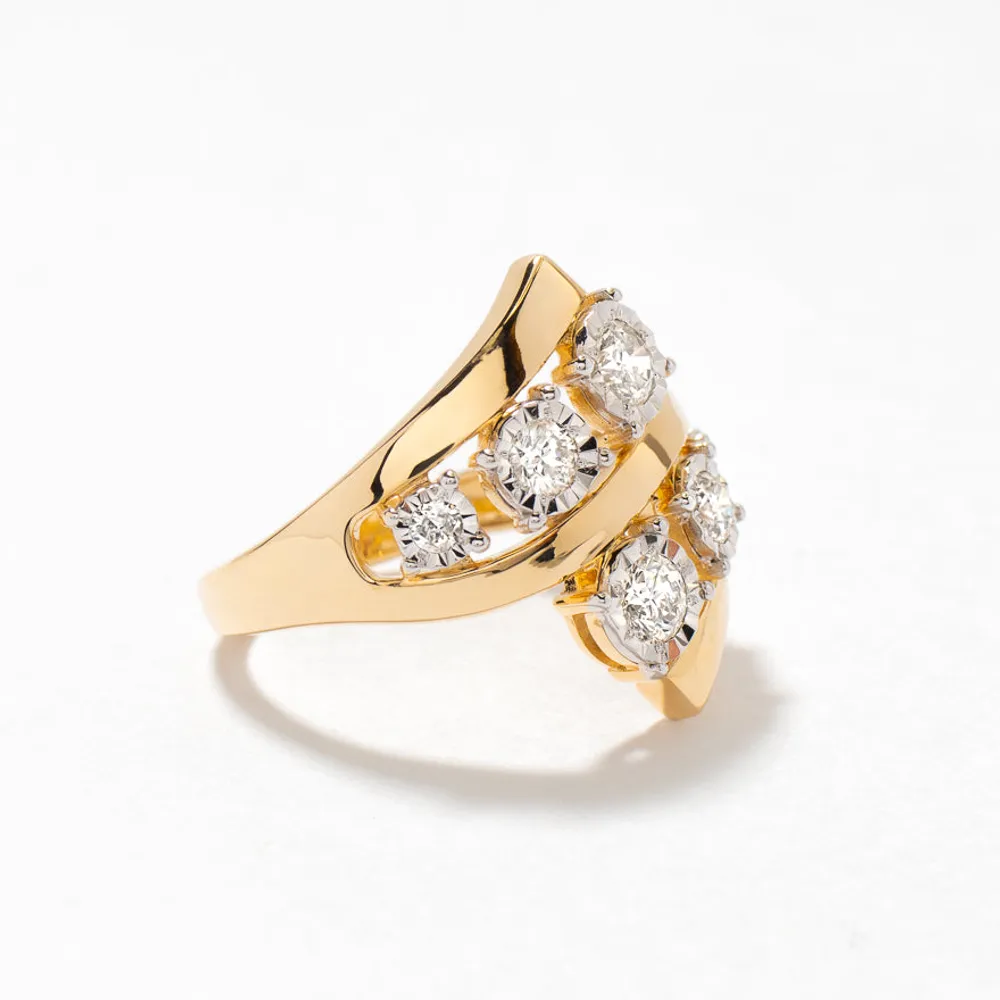 Diamond Cluster Ring 10K Yellow Gold (0.70 ct tw)