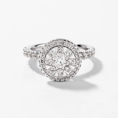 Diamond Cluster Ring 10K White Gold (1.00 ct tw)