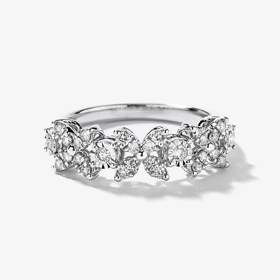 Diamond Petal Cluster Ring 10K White Gold (0.40 ct tw)