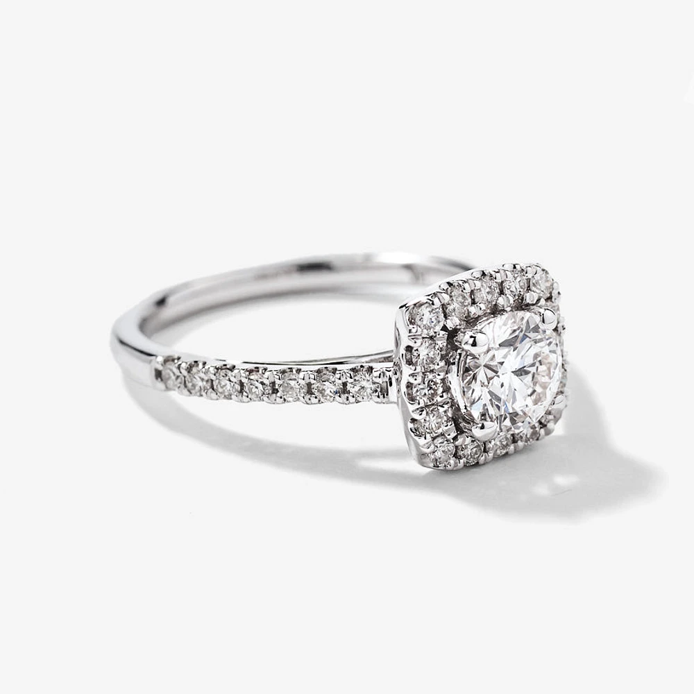14K White Gold Halo Diamond Engagement Ring (1.20 ct tw)