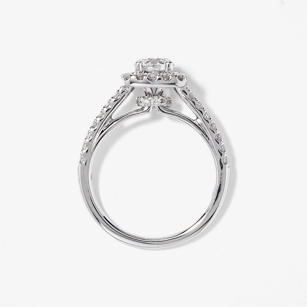 14K White Gold Halo Diamond Engagement Ring (1.20 ct tw)