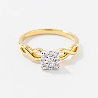 Diamond Cluster Ring 10K Yellow and White Gold (0.16 ct tw)