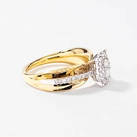 Oval Shape Diamond Cluster Ring 10K Yellow and White Gold (0.50 ct