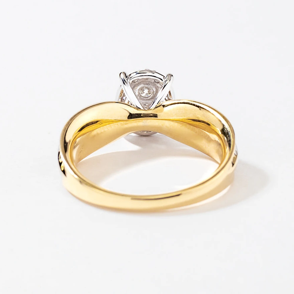 Oval Shape Diamond Cluster Ring 10K Yellow and White Gold (0.50 ct
