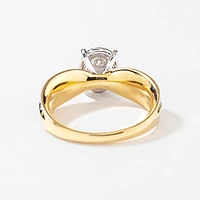 Oval Shape Diamond Cluster Ring 10K Yellow and White Gold (0.50 ct