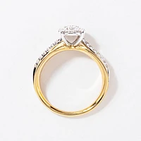 Oval Shape Diamond Cluster Ring 10K Yellow and White Gold (0.50 ct