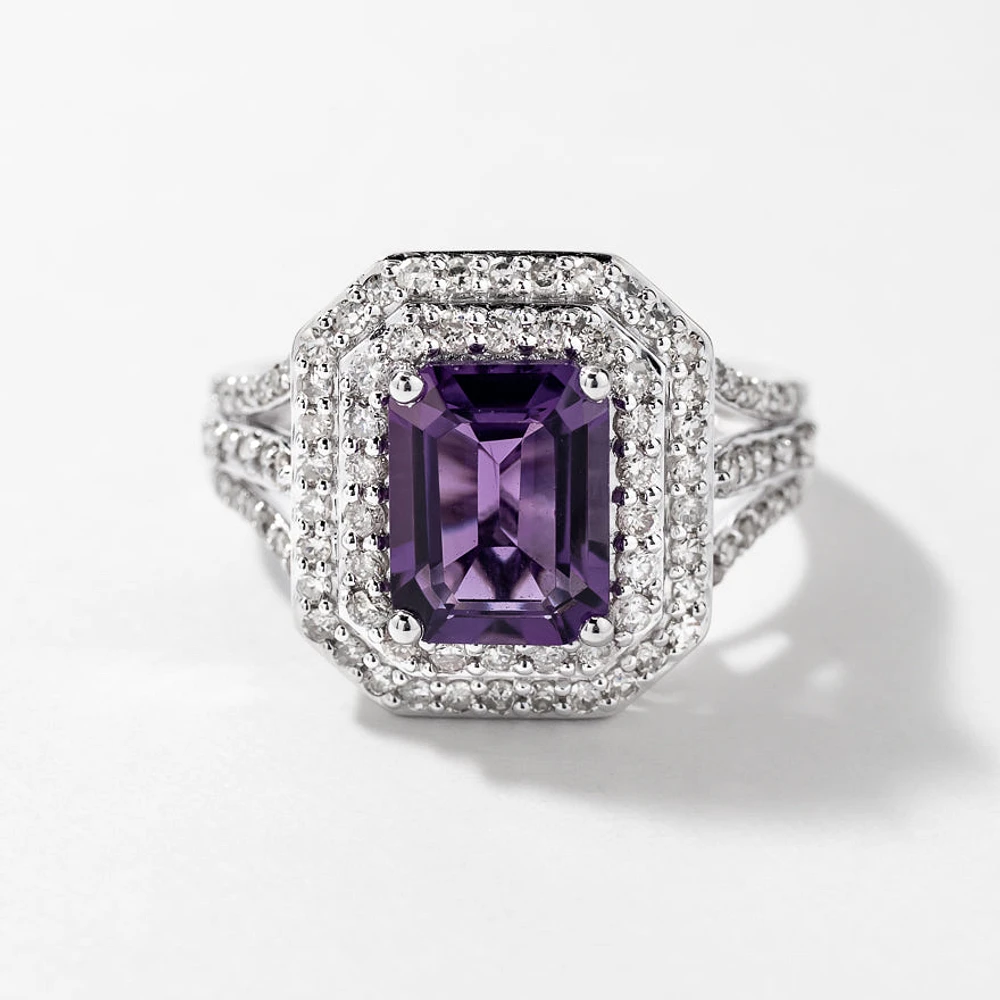 Amethyst Ring 10K White Gold