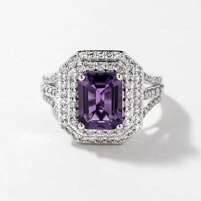 Amethyst Ring 10K White Gold