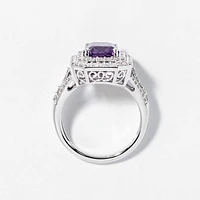 Amethyst Ring 10K White Gold