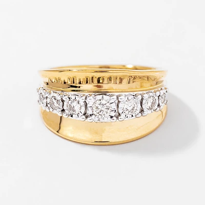 Diamond Cluster Ring 10K Yellow and White Gold (0.35 ct tw)