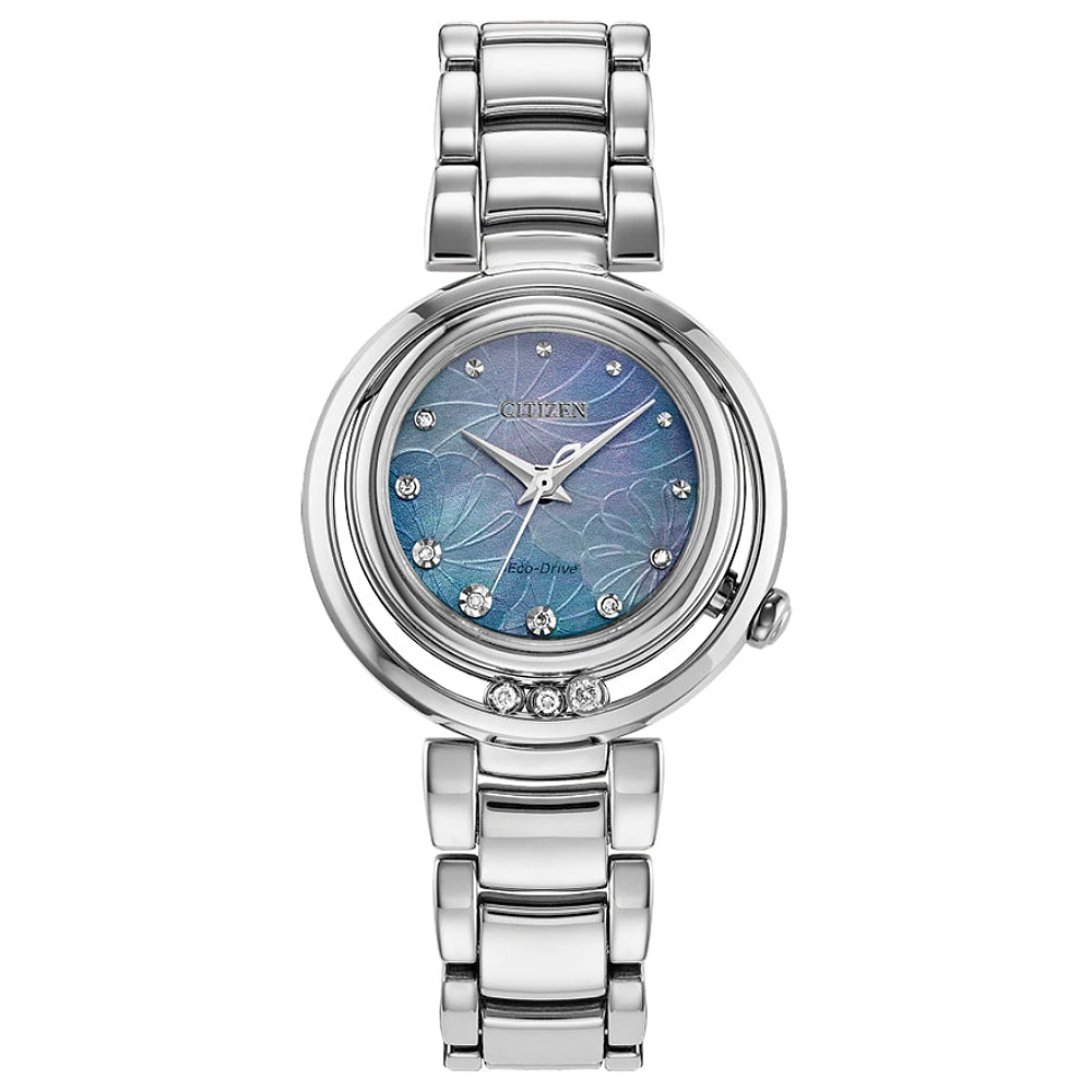 Citizen Eco-Drive L Arcly Blue Dial Stainless Steel Bracelet | EM1110-