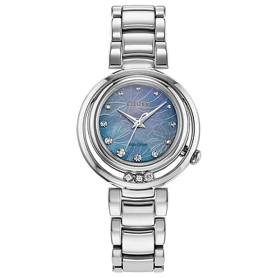 Citizen Eco-Drive L Arcly Blue Dial Stainless Steel Bracelet | EM1110-
