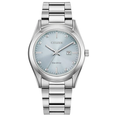 Citizen Ladies Eco Drive Stainless Steel Diamond and Blue Dial Watch |
