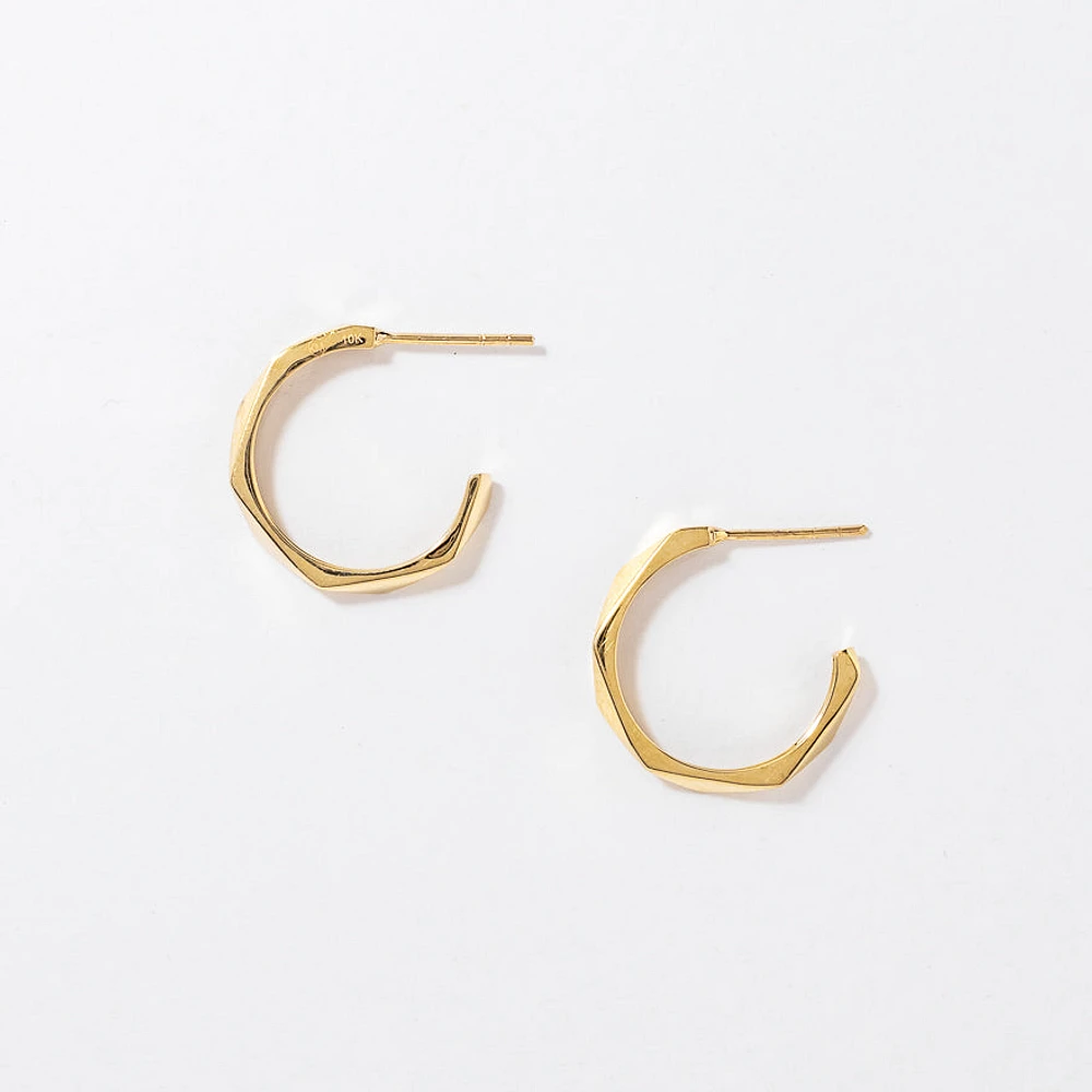 Textured Hook Earrings in 10K Yellow Gold