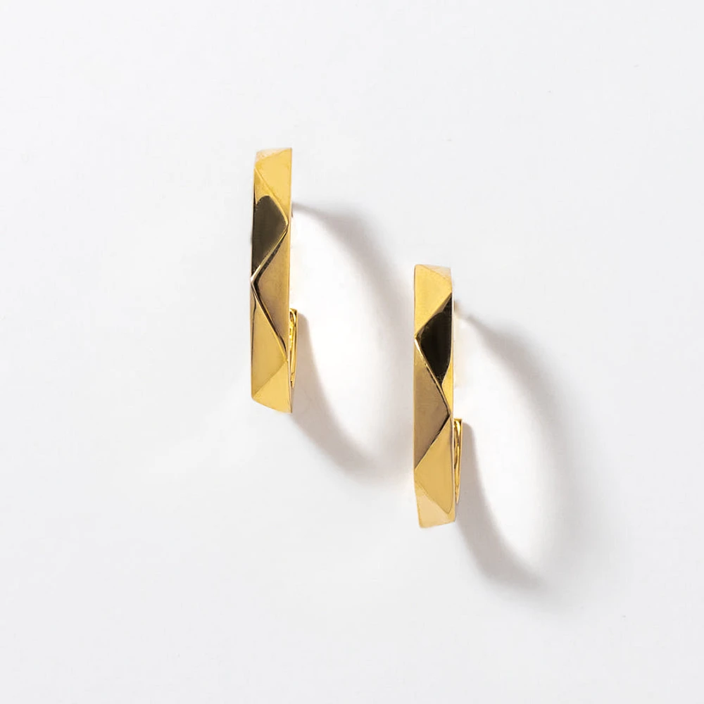 Textured Hook Earrings in 10K Yellow Gold