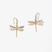 Dragonfly Dangle Earrings in 10K Yellow Gold