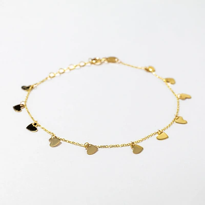 Dangling Heart Bracelet in 10K Yellow Gold